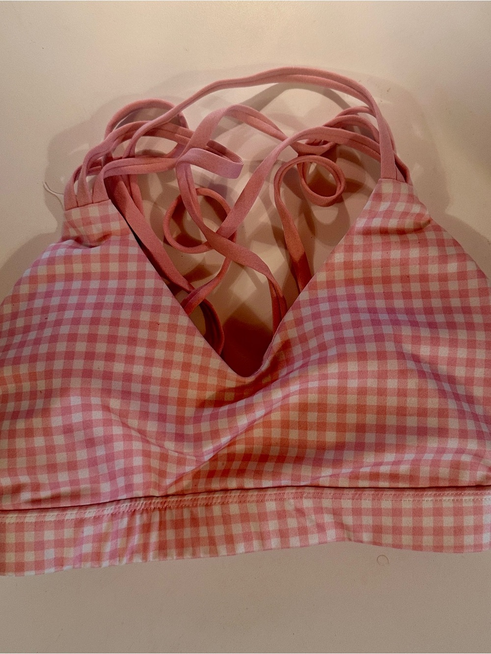 Pink Gingham Strappy Bralette/Leggings Set